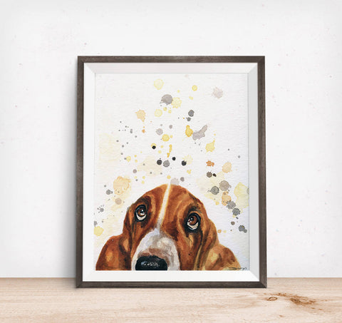 Basset Hound Dog Breed Watercolor Pet Art Print