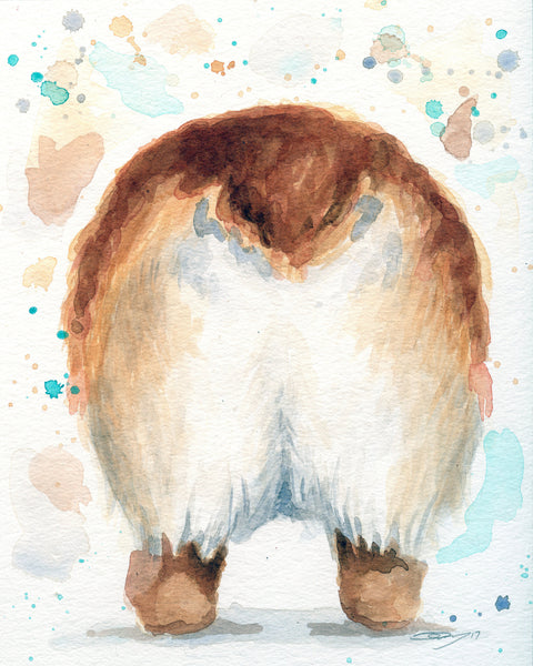 Corgi Butt Canvas Print | Watercolor Dog Prints – DannyBStudios