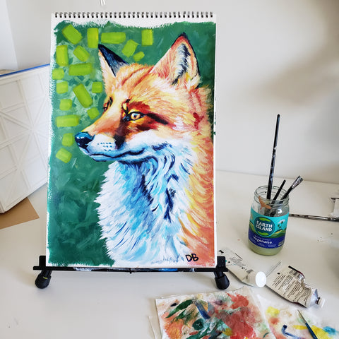 Original Acrylic Painting - Colorful Fox Art