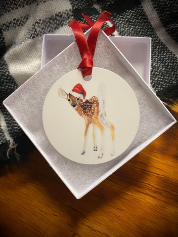 Deer Christmas Ornament - Fawn Christmas Ornament Animal Lover Gift Idea