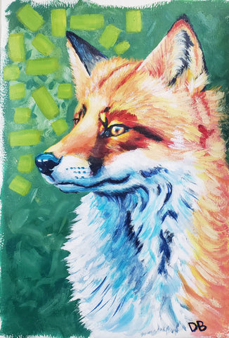 Original Acrylic Painting - Colorful Fox Art