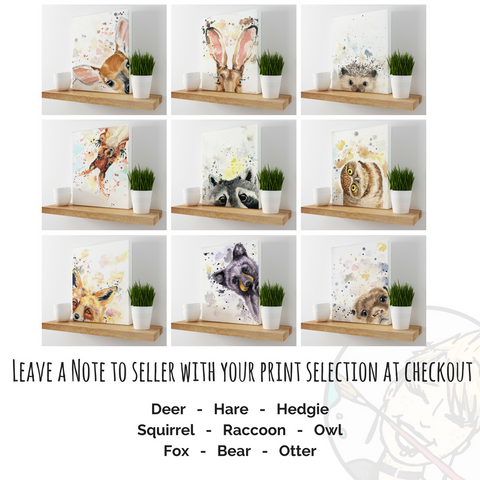 Hedgehog Art Canvas | Woodland Animal Prints