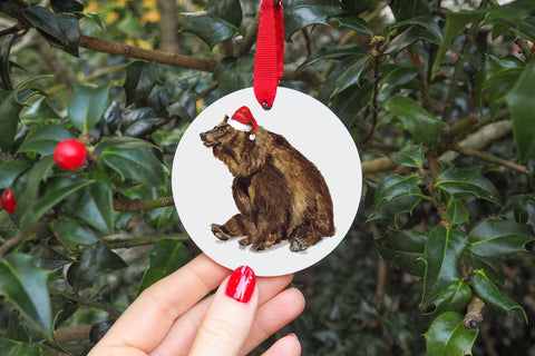 Bear Christmas Ornament  - Grizzly Bear Holiday Decor