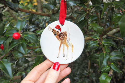 Deer Christmas Ornament - Fawn Christmas Ornament Animal Lover Gift Idea