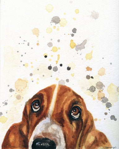 Basset Hound Dog Breed Watercolor Pet Art Print