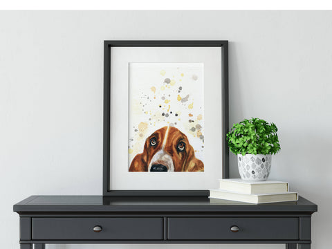 Basset Hound Dog Breed Watercolor Pet Art Print