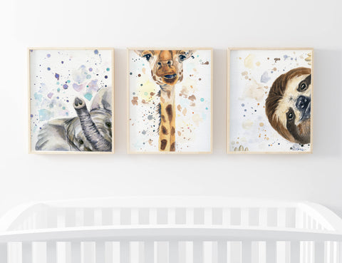 Elephant Nursery Art above Crib in baby's room