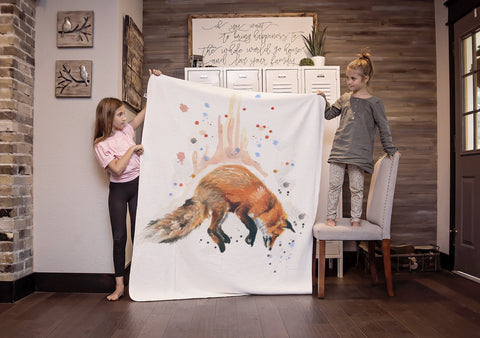 Large Fleece Fox Blanket 