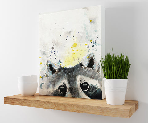 Raccoon Canvas Print | Watercolor Woodland Animal Prints