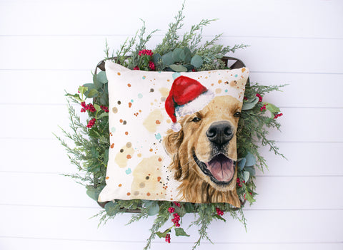 Golden Retriever Pillow Case OR Full Pillow - Dog Christmas Pillow