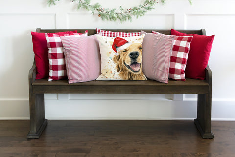Golden Retriever Pillow Case OR Full Pillow - Dog Christmas Pillow