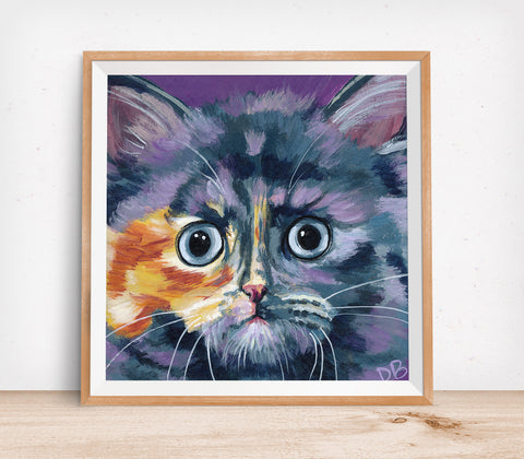Art print - 8x8" print of Violet the kitten